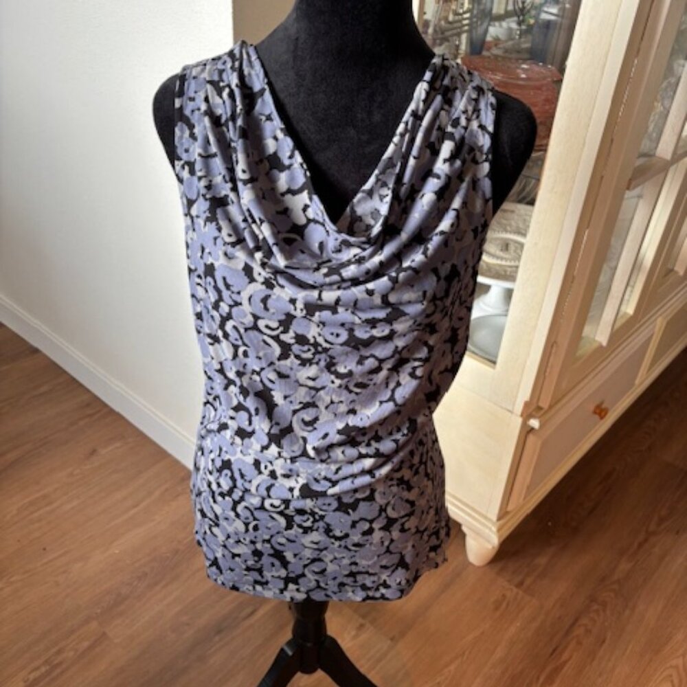 GNW Black/Gray Sleeveless Cowl Neck Tank Top Blouse NWT Small